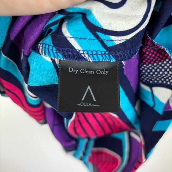 The OULA Company Colorful Mini Shift Dress 3/4 Bell Sleeves Medium art to wear - Picture 6 of 6